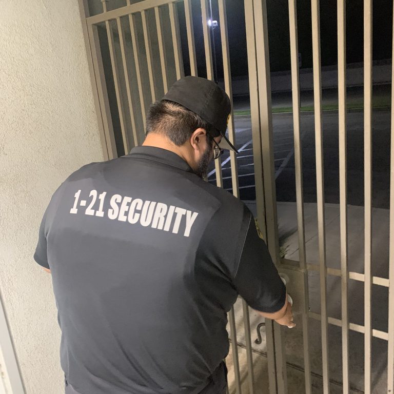 Uniformed 1-Twenty One Security officer providing site access control